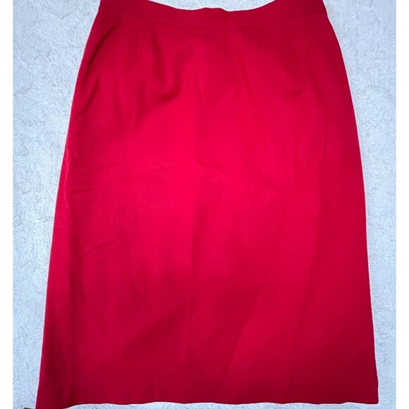 Vintage Sag Harbor Womens Pure Wool Pencil Skirt Size 16 Red Knee Length Career